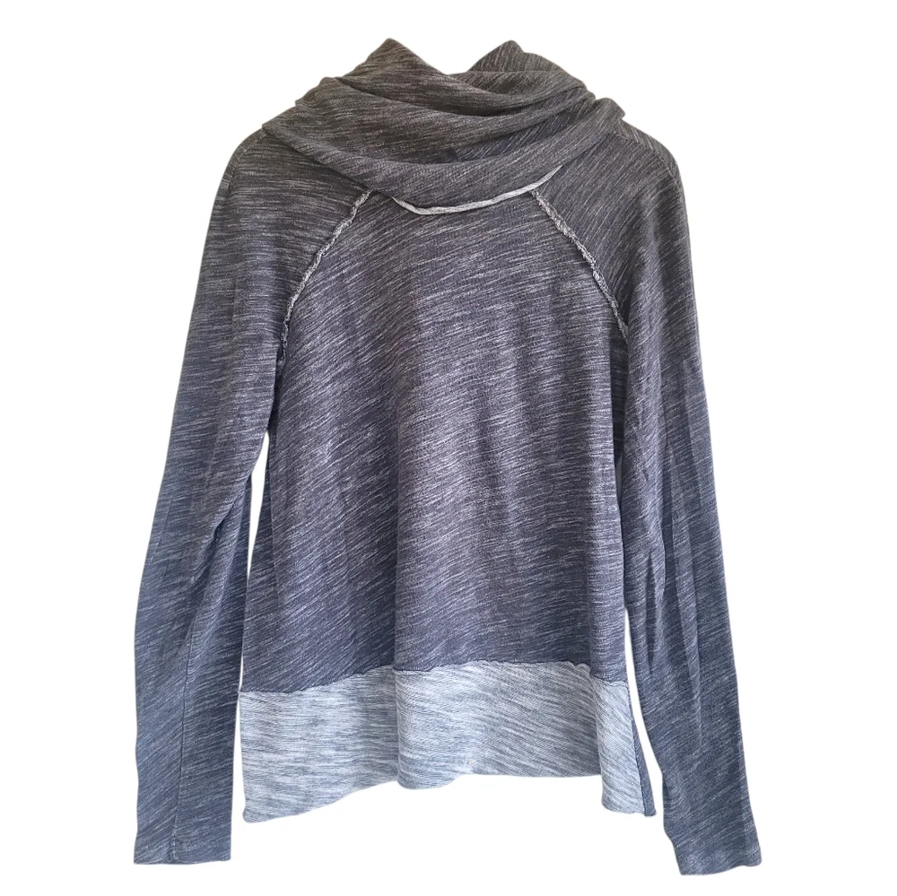 Free People Beach Oversized Cowl Neck Lightweight Knit Top Gray Womens